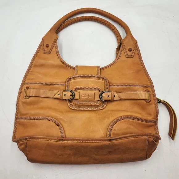 Cole Haan Musturd Yellow Leather Hobo Shoulder Hand Bag Whipstitch Boho Medium - Picture 9 of 16